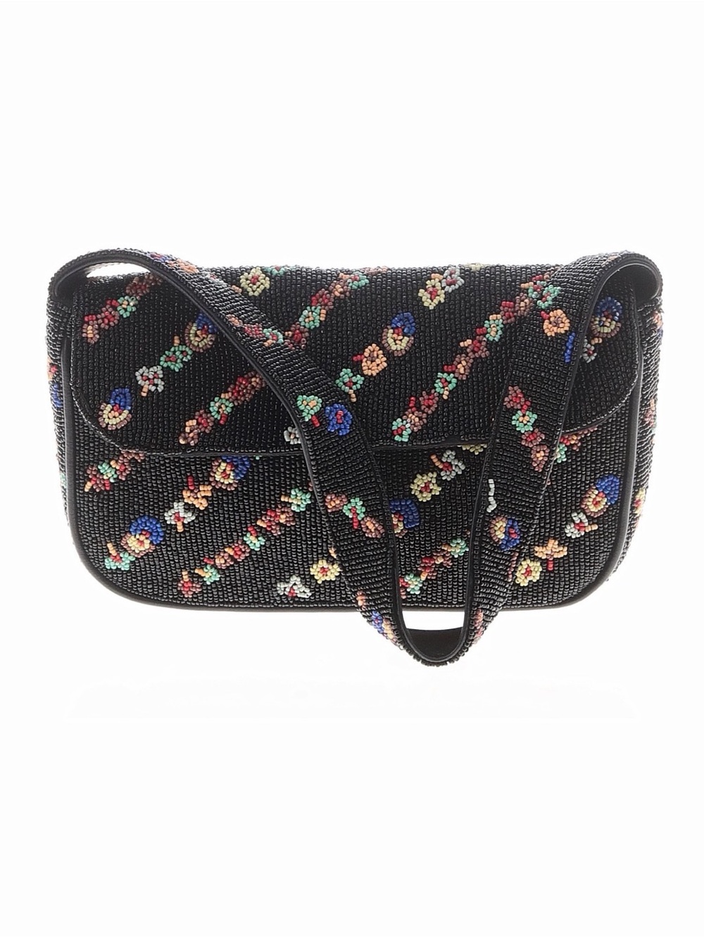 Fiona" Beaded Shoulder Bag (Black Floral variant) from Anthropologie